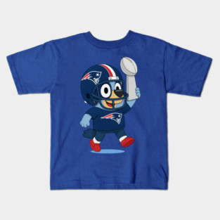 Bluey Football Player New England Patriots American Football Lovers Kids Kids T-Shirt