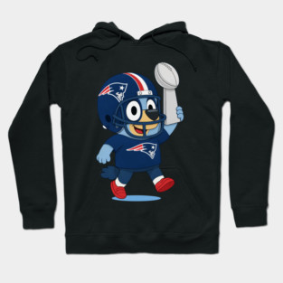Bluey Football Player New England Patriots American Football Lovers Kids Hoodie