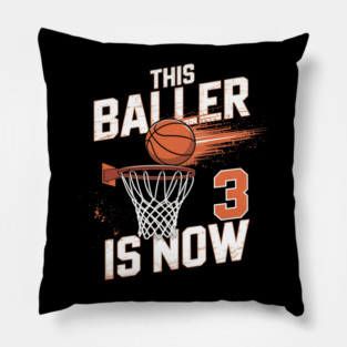 This Baller Is Now 3 Basketball 3rd Birthday Pillow