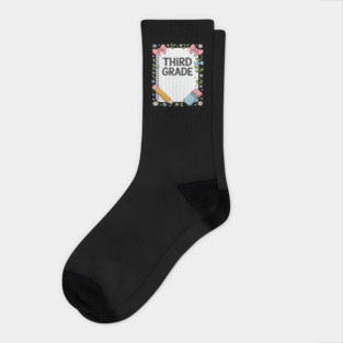 Third Grade Coquette Bow Pencil Back To School Teacher Kid Socks