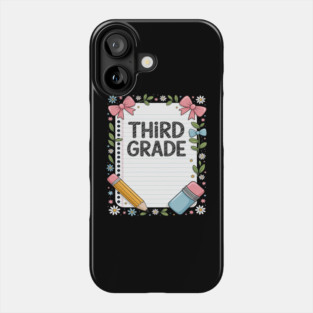 Third Grade Coquette Bow Pencil Back To School Teacher Kid Phone Case