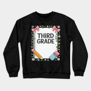 Third Grade Coquette Bow Pencil Back To School Teacher Kid Crewneck Sweatshirt