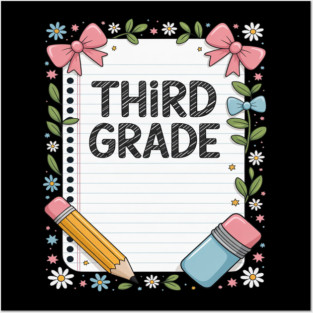 Third Grade Coquette Bow Pencil Back To School Teacher Kid Posters and Art