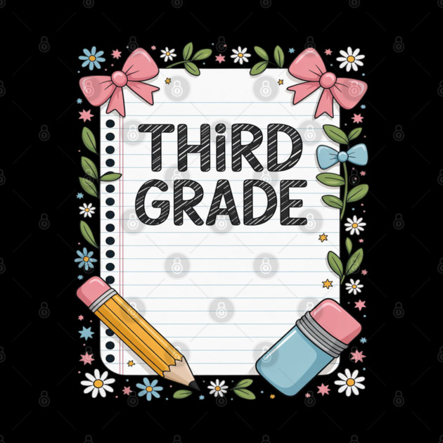 Third Grade Coquette Bow Pencil Back To School Teacher Kid by Ink Lines