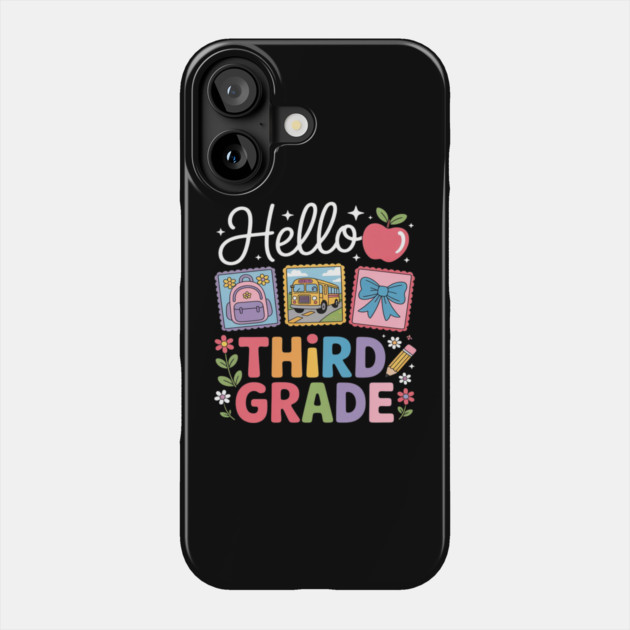 Third Grade Back To School First Day Teacher Phone Case by Ink Lines