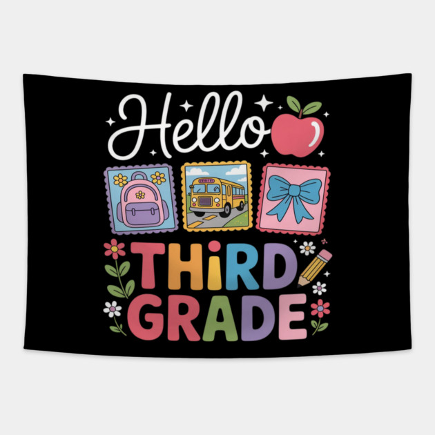 Third Grade Back To School First Day Teacher Tapestry by Ink Lines