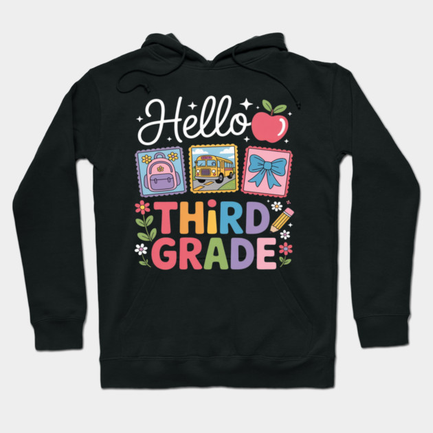 Third Grade Back To School First Day Teacher Hoodie by Ink Lines