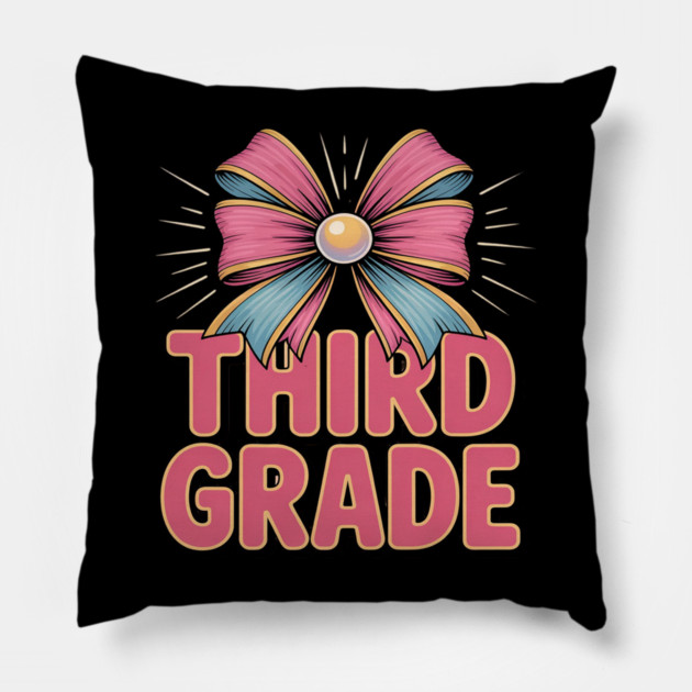 Third Grade Coquette Bow Teachers Back to School Pillow by Ink Lines