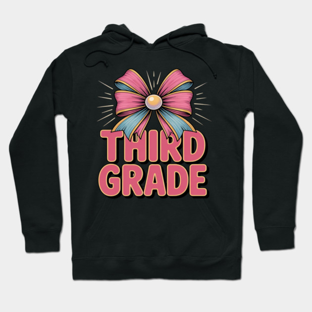 Third Grade Coquette Bow Teachers Back to School Hoodie by Ink Lines