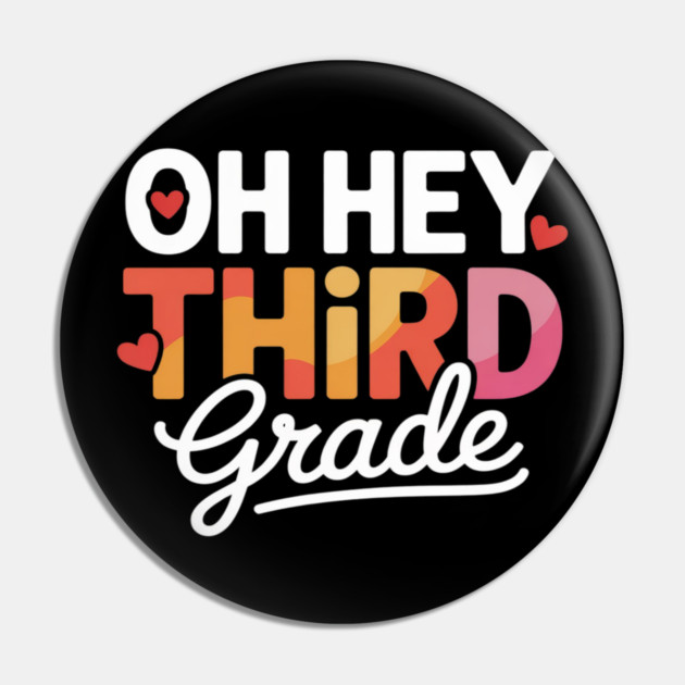 Third Grade Girl Back To School Students Teacher Pin by Ink Lines