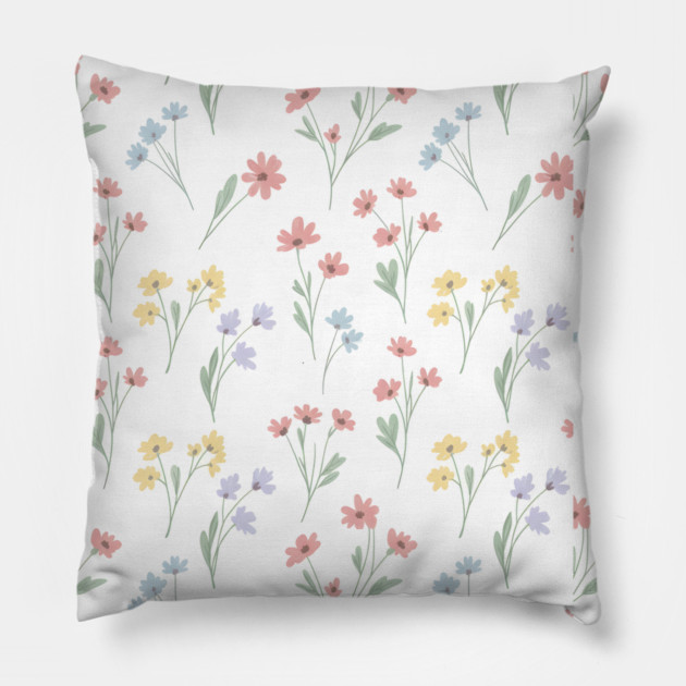 Soft Wildflower Aesthetic Pattern Pillow by Ink magic