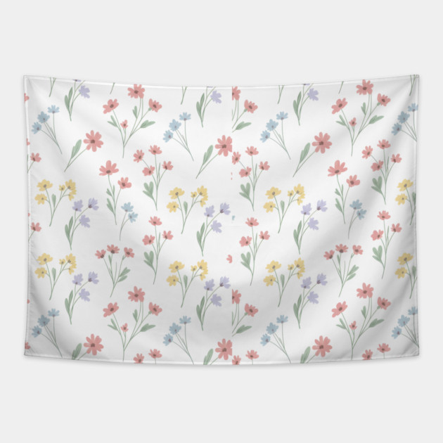 Soft Wildflower Aesthetic Pattern Tapestry by Ink magic