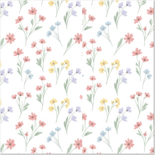 Soft Wildflower Aesthetic Pattern Posters and Art