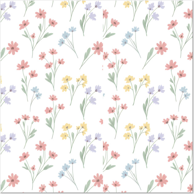 Soft Wildflower Aesthetic Pattern Wall Art by Ink magic