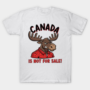Angry Moose Canada Is Not For Sale T-Shirt - Red Flannel Lumberjack Style T-Shirt