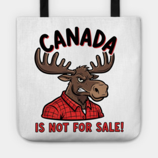Angry Moose Canada Is Not For Sale T-Shirt - Red Flannel Lumberjack Style Tote