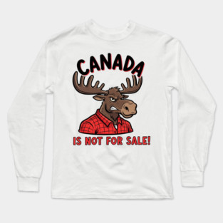 Angry Moose Canada Is Not For Sale T-Shirt - Red Flannel Lumberjack Style Long Sleeve T-Shirt