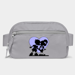 Retro Kiss Cartoon Boy and Girl Blue heart Bag