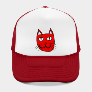 Cute Red Cat Face For Valentines Day Hat
