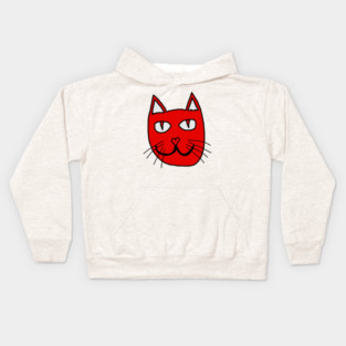 Cute Red Cat Face For Valentines Day Kids Hoodie