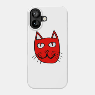 Cute Red Cat Face For Valentines Day Phone Case