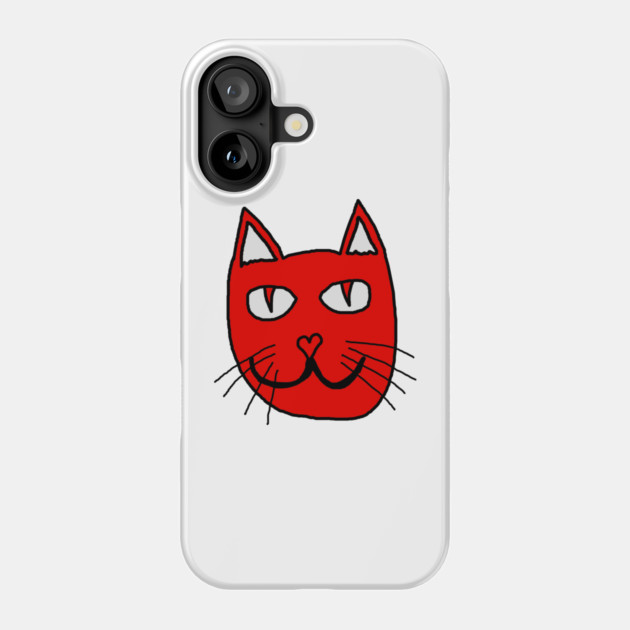 Cute Red Cat Face For Valentines Day Phone Case by Creatifly Graphic Tees