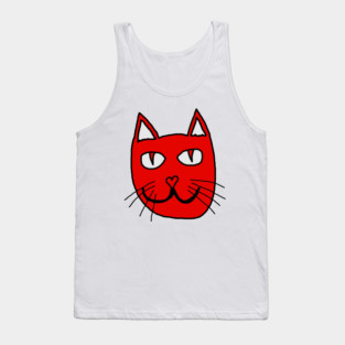 Cute Red Cat Face For Valentines Day Tank Top