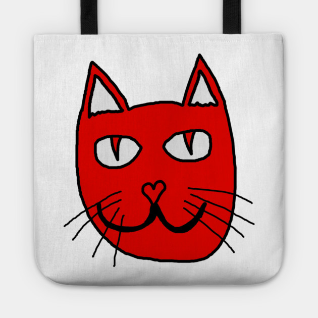 Cute Red Cat Face For Valentines Day Tote by Creatifly Graphic Tees