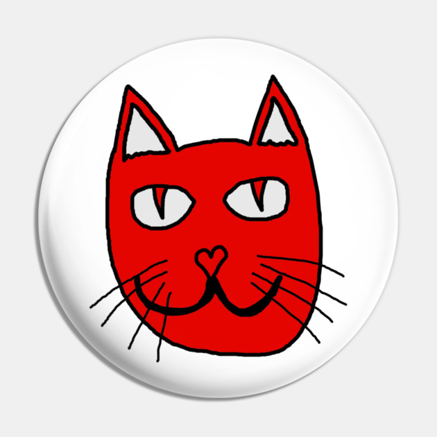 Cute Red Cat Face For Valentines Day Pin by Creatifly Graphic Tees