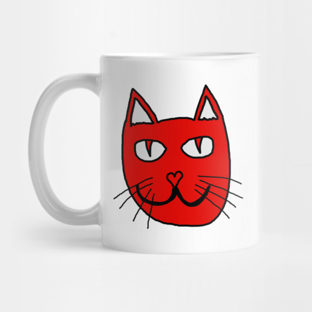 Cute Red Cat Face For Valentines Day by Creatifly Graphic Tees