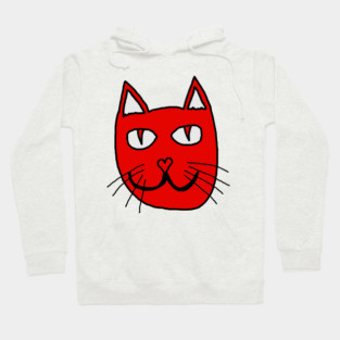 Cute Red Cat Face For Valentines Day Hoodie