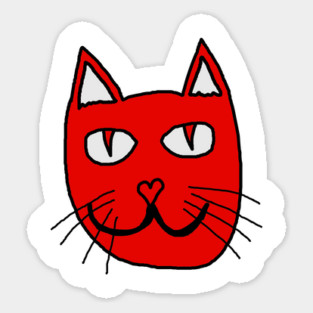 Cute Red Cat Face For Valentines Day Magnet