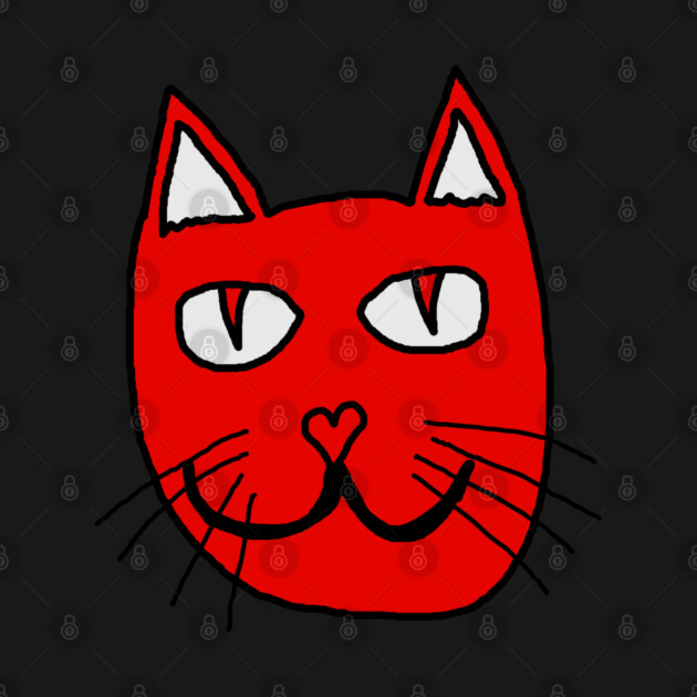 Cute Red Cat Face For Valentines Day by Creatifly Graphic Tees