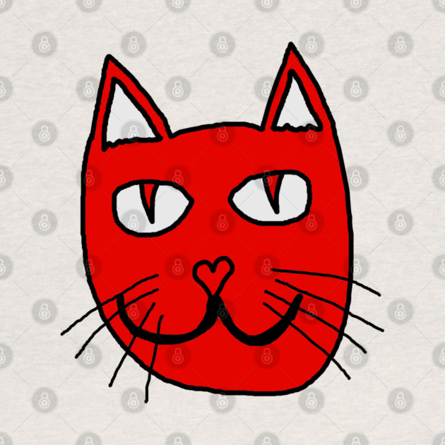 Cute Red Cat Face For Valentines Day by Creatifly Graphic Tees