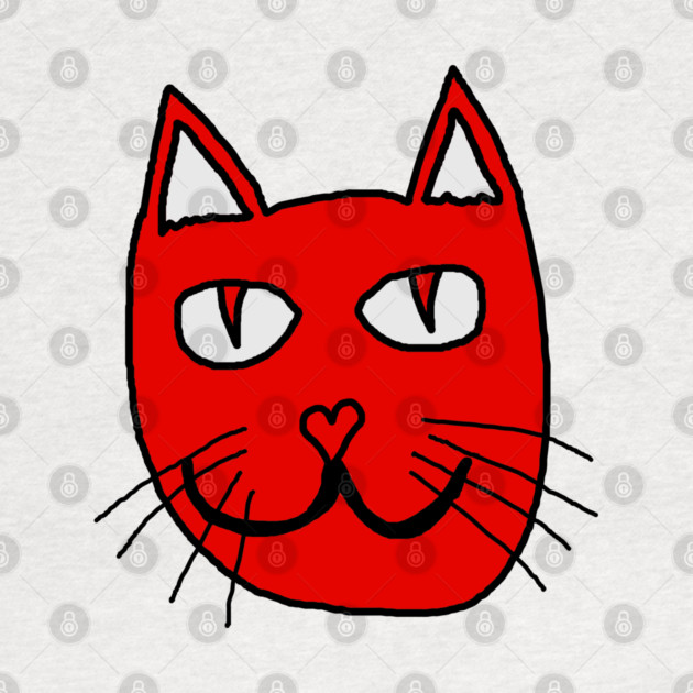 Cute Red Cat Face For Valentines Day by Creatifly Graphic Tees