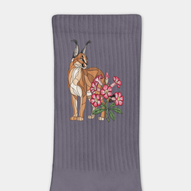 Floral Caracal Stained Glass Wildlife Design by BirdsnStuff