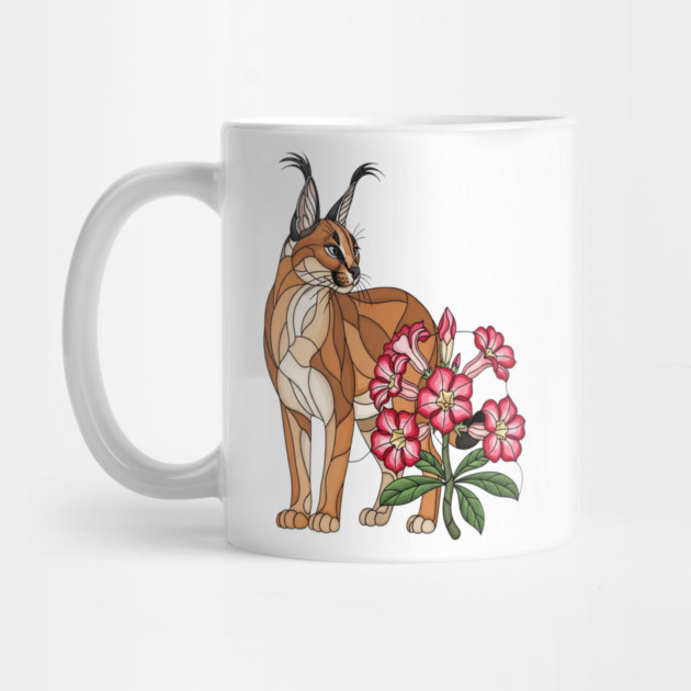 Floral Caracal Stained Glass Wildlife Design by BirdsnStuff