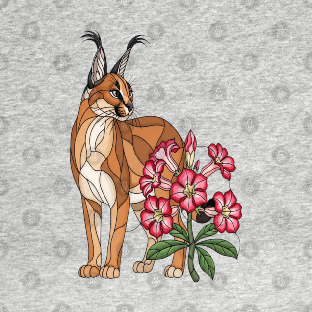 Floral Caracal Stained Glass Wildlife Design by BirdsnStuff