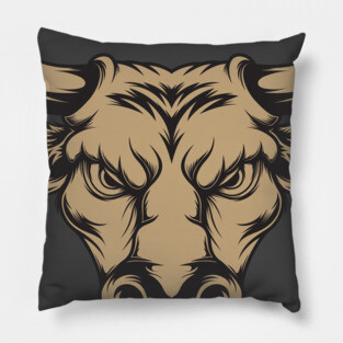 Vintage Bull Head Pillow