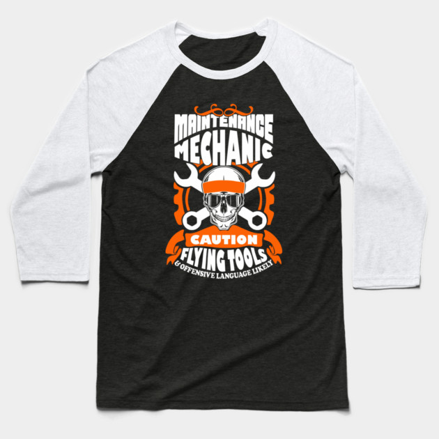 Maintenance Mechanic Blue Collar Pride Sarcasm Warning Baseball T-Shirt by Anticorporati