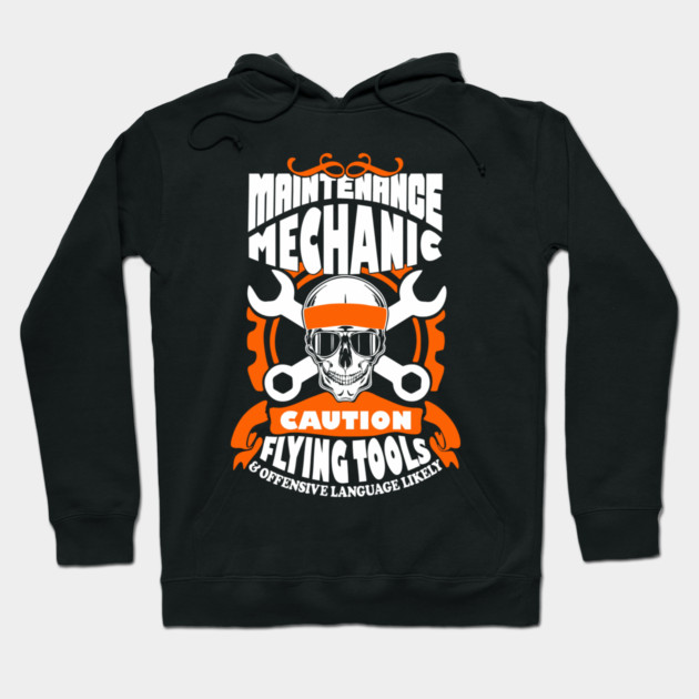 Maintenance Mechanic Blue Collar Pride Sarcasm Warning Hoodie by Anticorporati