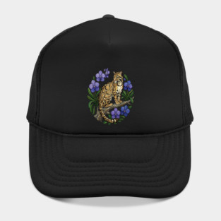 Stained Glass Clouded Leopard Botanical Art Hat