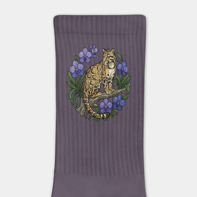 Stained Glass Clouded Leopard Botanical Art by BirdsnStuff