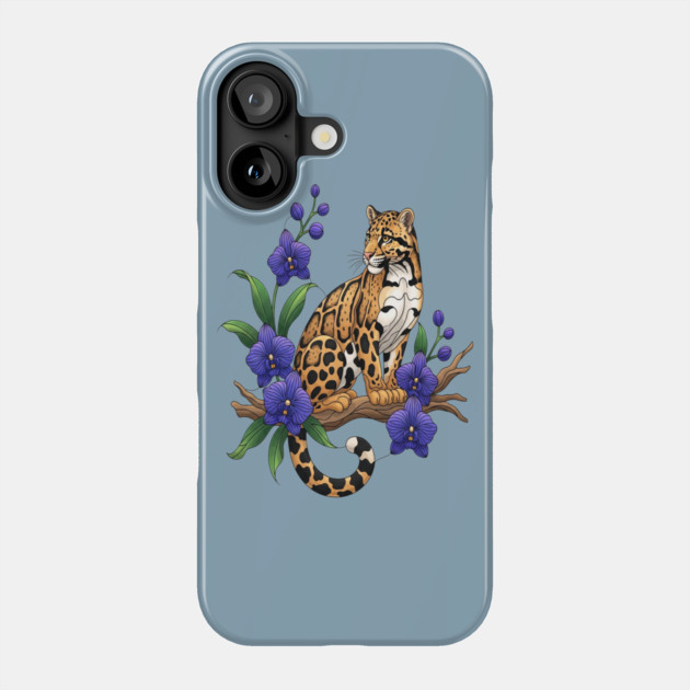 Stained Glass Clouded Leopard Orchid Art Phone Case by BirdsnStuff