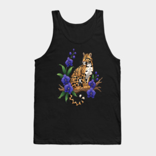 Stained Glass Clouded Leopard Orchid Art Tank Top