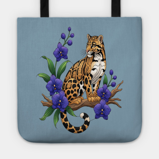 Stained Glass Clouded Leopard Orchid Art Tote by BirdsnStuff
