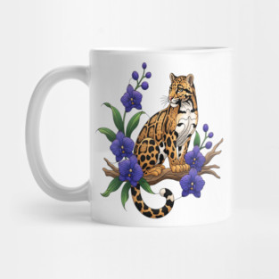 Stained Glass Clouded Leopard Orchid Art Mug