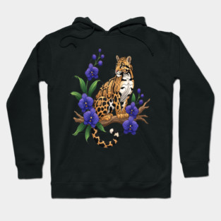 Stained Glass Clouded Leopard Orchid Art Hoodie