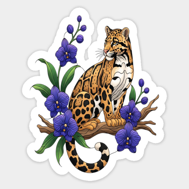 Stained Glass Clouded Leopard Orchid Art Magnet by BirdsnStuff