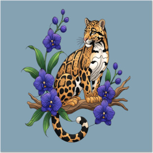 Stained Glass Clouded Leopard Orchid Art Posters and Art
